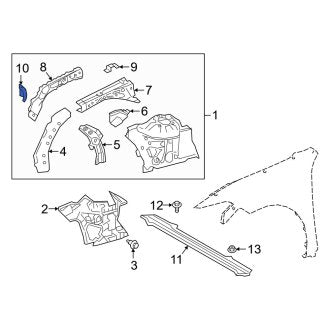 New OEM Front Right Fender Gusset Fits, 2019-2024 Lexus ES - Part # 5378506010