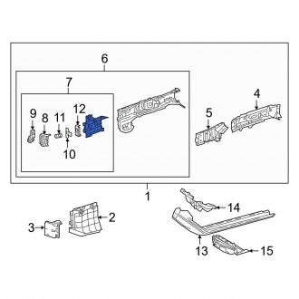 New OEM Front Left Inner Frame Rail End Fits, 2019-2022 Lexus ES - Part # 5711833060