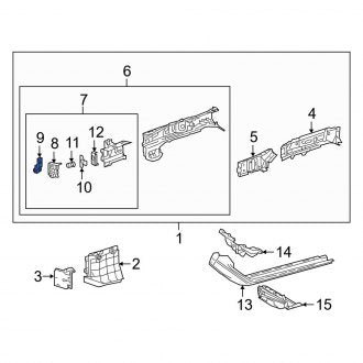 New OEM Front Left Frame Rail End Bracket Fits, 2019-2024 Lexus ES - Part # 5714633040