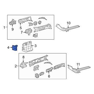 New OEM Front Right Frame Side Member Reinforcement Fits, 2019-2024 Lexus ES - Part # 166910P020