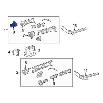 New OEM Right Frame Side Member Bracket Fits, 2019-2024 Lexus ES - Part # 5702306010