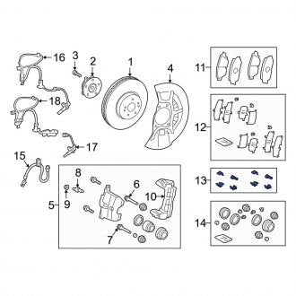 New OEM Front Disc Brake Hardware Kit Fits, 2019-2024 Lexus ES - Part # 494733281