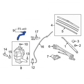 New OEM Front Washer Fluid Reservoir Filler Pipe Fits, 2019-2024 Lexus ES - Part # 8530106010