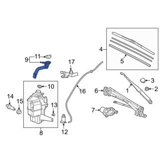 New OEM Front Washer Fluid Reservoir Filler Pipe Fits, 2019-2022 Lexus ES - Part # 8531933600