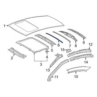 New OEM Center Front Roof Bow Fits, 2019-2024 Lexus ES - Part # 6312806050