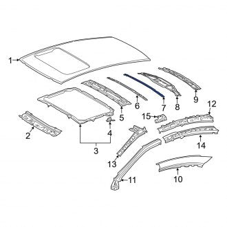 New OEM Center Rear Roof Bow Fits, 2019-2024 Lexus ES - Part # 6314406280