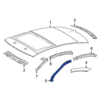 New OEM Left Lower Inner Roof Side Rail Fits, 2019-2024 Lexus ES - Part # 6121233120