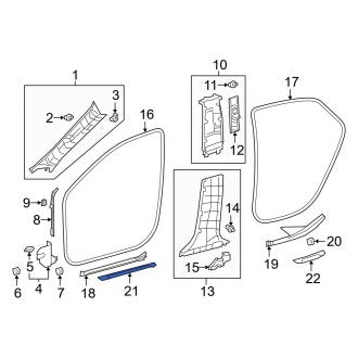 New OEM Rear Right Door Trim Sill Plate Insert Fits, 2019-2022 Lexus ES - Part # 6791533180C0