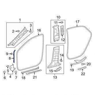 New OEM Left Lower Body A-Pillar Trim Panel Fits, 2019-2024 Lexus ES - Part # 6231633050C0