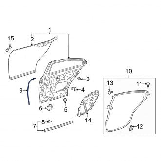 New OEM Rear Right Upper Door Shell Seal Fits, 2019-2024 Lexus ES - Part # 6789506020