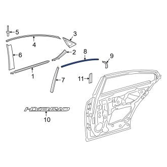 New OEM Rear Center Right Black Out Tape Fits, 2019-2024 Lexus ES - Part # 7598706250