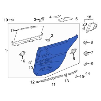 New OEM Rear Right Inner Door Interior Trim Panel Fits, 2019-2024 Lexus ES - Part # 6763033G00Q3