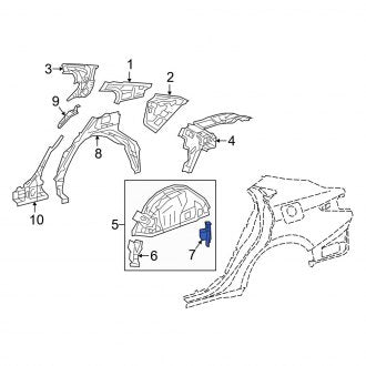 New OEM Rear Left Inner Wheel Housing Bracket Fits, 2019-2024 Lexus ES - Part # 6164433060