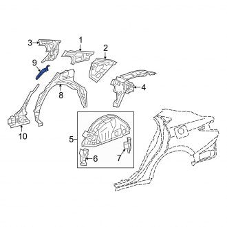 New OEM Right Outer Wheel Housing Bracket Fits, 2019-2024 Lexus ES - Part # 6161333030