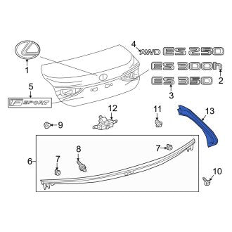 New OEM Rear Right Deck Lid Molding Fits, 2019-2024 Lexus ES - Part # 6471306170