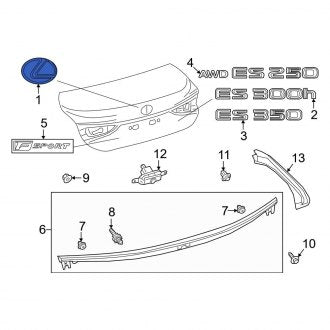 New OEM Rear Deck Lid Emblem Fits, 2019-2023 Lexus ES - Part # 7544233540