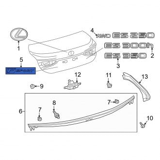 New OEM Rear Deck Lid Emblem Fits, 2021-2024 Lexus ES - Part # 7544233560