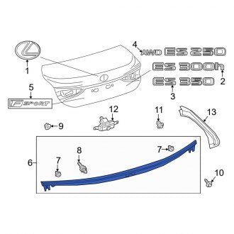 New OEM Rear Deck Lid Finish Panel Fits, 2019-2024 Lexus ES - Part # 7680106A90