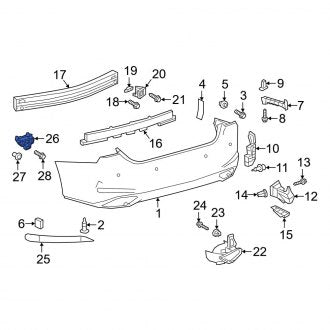 New OEM Rear Left Upper Bumper Guide Fits, 2019-2024 Lexus ES - Part # 5256306090