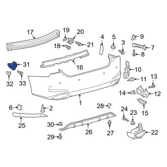 New OEM Rear Right Upper Bumper Guide Fits, 2019-2024 Lexus ES - Part # 5256206180