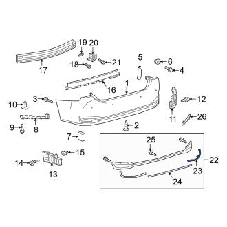 New OEM Rear Bumper Trim Fits, 2019-2024 Lexus ES - Part # PT74733190