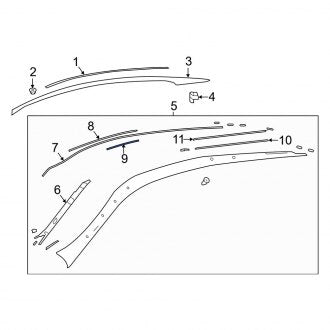 New OEM Genuine Lexus, Center Roof Panel Reveal Molding - Part # 7568111010