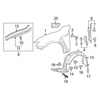 New OEM Front Left Fender Liner Extension Fits, 2016-2020 Lexus GS - Part # 5385124030