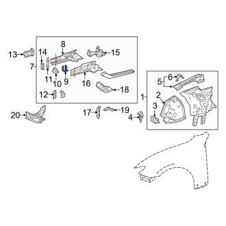 New OEM Front Left Frame Side Member Bracket Fits, 2007-2011, 2013-2020 Lexus GS - Part # 5718430020