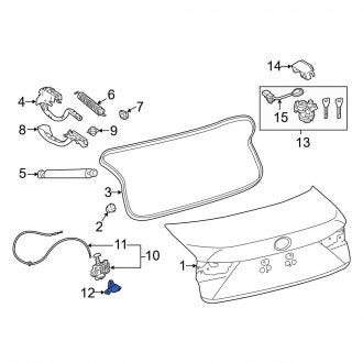 New OEM Rear Deck Lid Striker Fits, 2013-2024 Lexus ES - Part # 6462030130