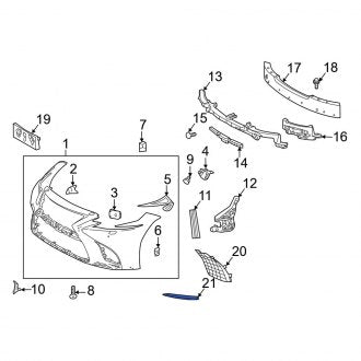 New OEM Front Right Grille Molding Fits, 2018-2021 Lexus LS - Part # 5312350030