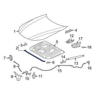 New OEM Front Hood Seal Fits, 2018-2024 Lexus LS - Part # 5338150100