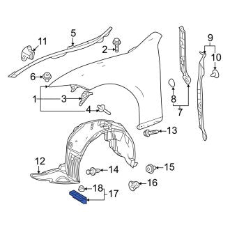 New OEM Front Right Fender Liner Extension Fits, 2018-2024 Lexus LS - Part # 5385150110