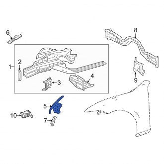 New OEM Front Left Fender Outrigger Fits, 2018-2024 Lexus LS - Part # 5731211010