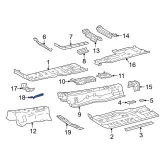 New OEM Rear Floor Pan Crossmember Bracket Fits, 2018-2024 Lexus LS - Part # 5726111020