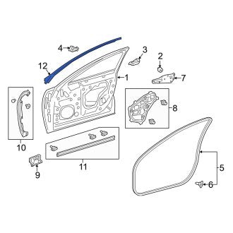 New OEM Front Left Upper Door Shell Seal Fits, 2018-2024 Lexus LS - Part # 6786450050