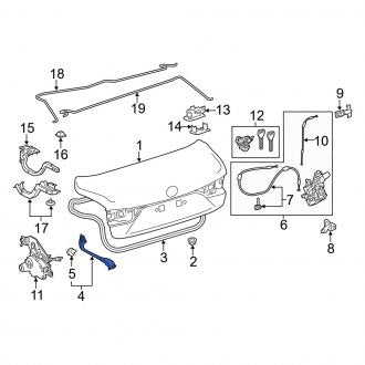 New OEM Rear Left Deck Lid Trim Fits, 2018-2024 Lexus LS - Part # 6457250080