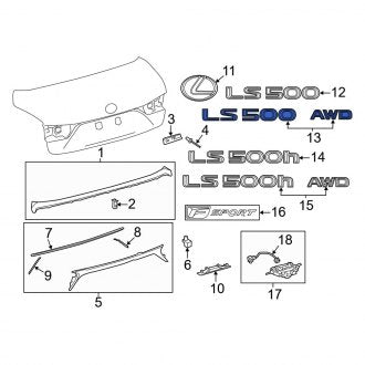 New OEM Rear Deck Lid Emblem Fits, 2018-2024 Lexus LS - Part # 7544350250