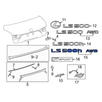 New OEM Rear Deck Lid Emblem Fits, 2018-2022 Lexus LS - Part # 7544350270