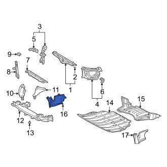 New OEM Front Right Radiator Support Splash Shield Fits, 2001-2006 Lexus LS - Part # 5144350030