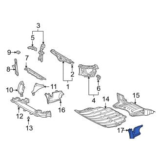 New OEM Front Left Radiator Support Splash Shield Fits, 2001-2006 Lexus LS - Part # 5144450030