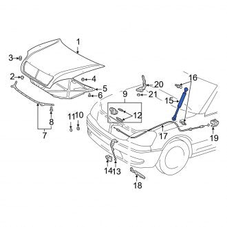 New OEM Left Hood Lift Support Fits, 2001-2005 Lexus LS - Part # 5345059095