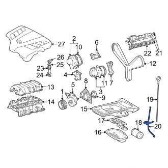 New OEM Engine Oil Dipstick Tube Fits, 2001-2004 Lexus LS - Part # 1145250150