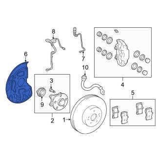 New OEM Front Right Brake Dust Shield Fits, 2001-2006 Lexus LS - Part # 4778150040