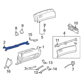 New OEM Upper Glove Box Bracket Fits, 2001-2003 Lexus LS - Part # 5538350050