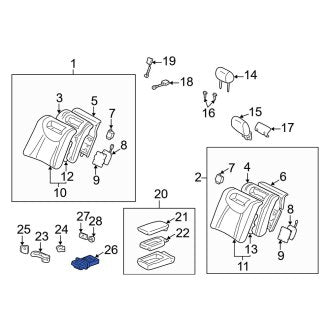 New OEM Rear Seat Armrest Cup Holder Fits, 2001-2003 Lexus LS - Part # 7280650020B0