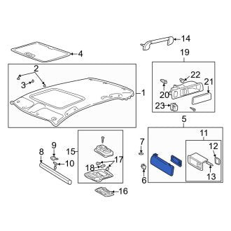 New OEM Center Sun Visor Fits, 2001-2003 Lexus LS - Part # 7433050050A0