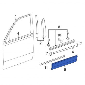 New OEM Rear Left Lower Door Molding Fits, 2001-2003 Lexus LS - Part # 7574650040