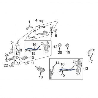 New OEM Front Door Latch Cable Fits, 2001-2006 Lexus LS - Part # 6975050030