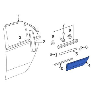 New OEM Rear Center Left Door Molding Fits, 2001-2003 Lexus LS - Part # 7574250040G0