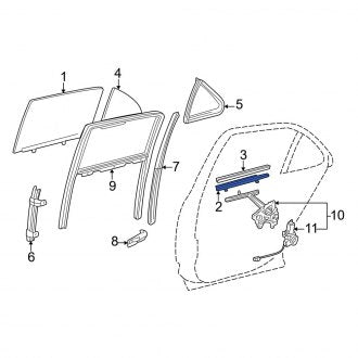 New OEM Rear Right Window Regulator Rail Fits, 2001-2003 Lexus LS - Part # 6990550010